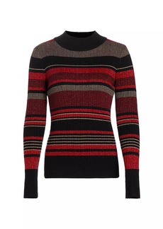 Elie Tahari Metallic Stripe Pullover Sweater