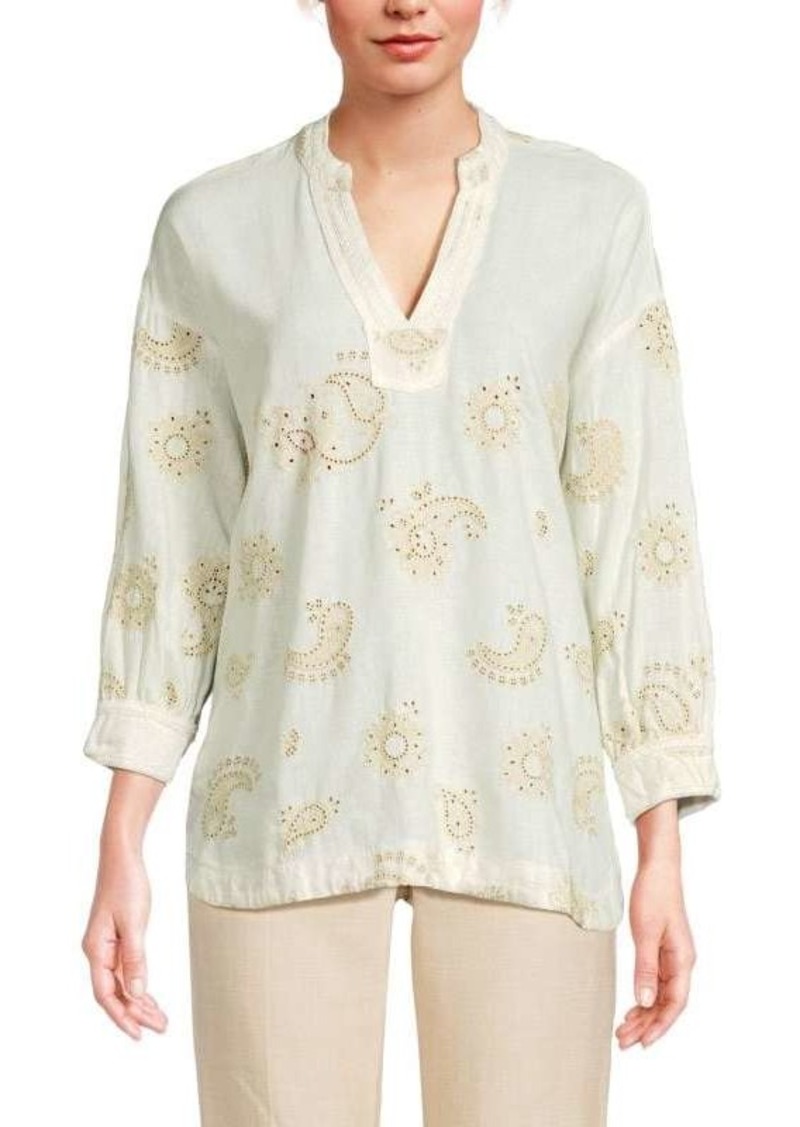 Elie Tahari Paisley Embroidered Blouse