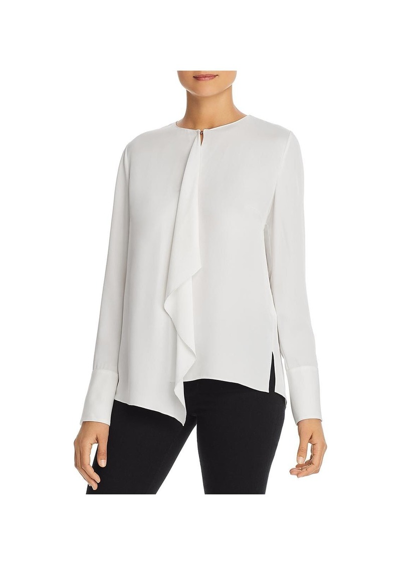 Elie Tahari Pernilla Womens Silk Drape Front Blouse