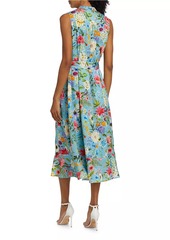 Elie Tahari Phoebe Wild Meadow Silk-Blend Midi-Dress