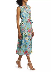 Elie Tahari Phoebe Wild Meadow Silk-Blend Midi-Dress