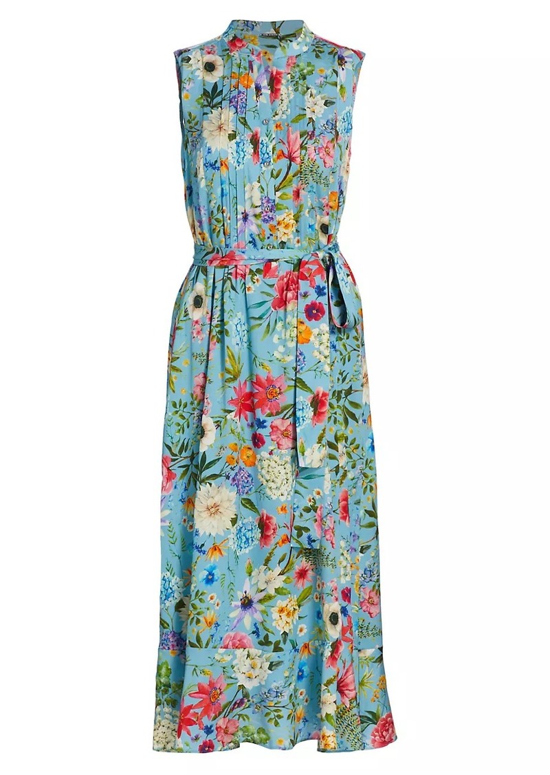 Elie Tahari Phoebe Wild Meadow Silk-Blend Midi-Dress