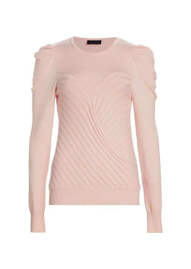 Elie Tahari Puff-Sleeve Sweater