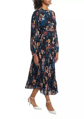 Elie Tahari Rey Belted Floral Midi-Dress