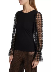 Elie Tahari Robinne Mixed Media Top