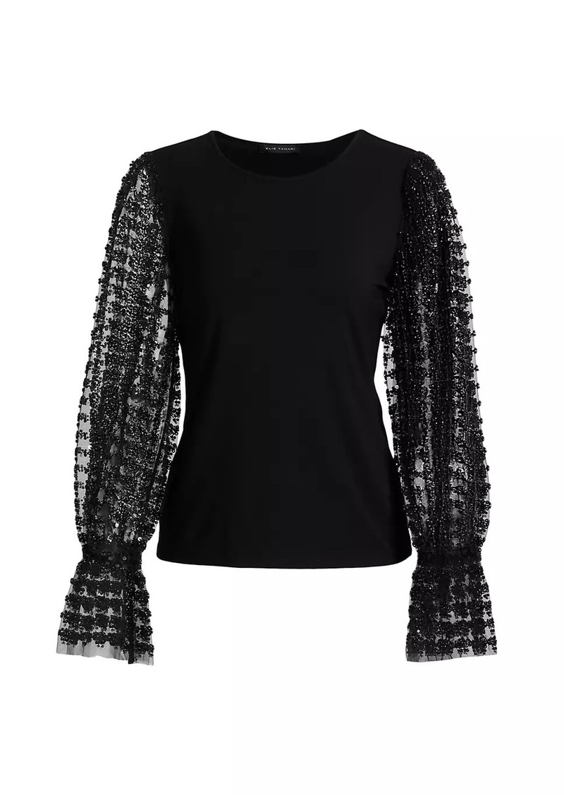 Elie Tahari Robinne Mixed Media Top