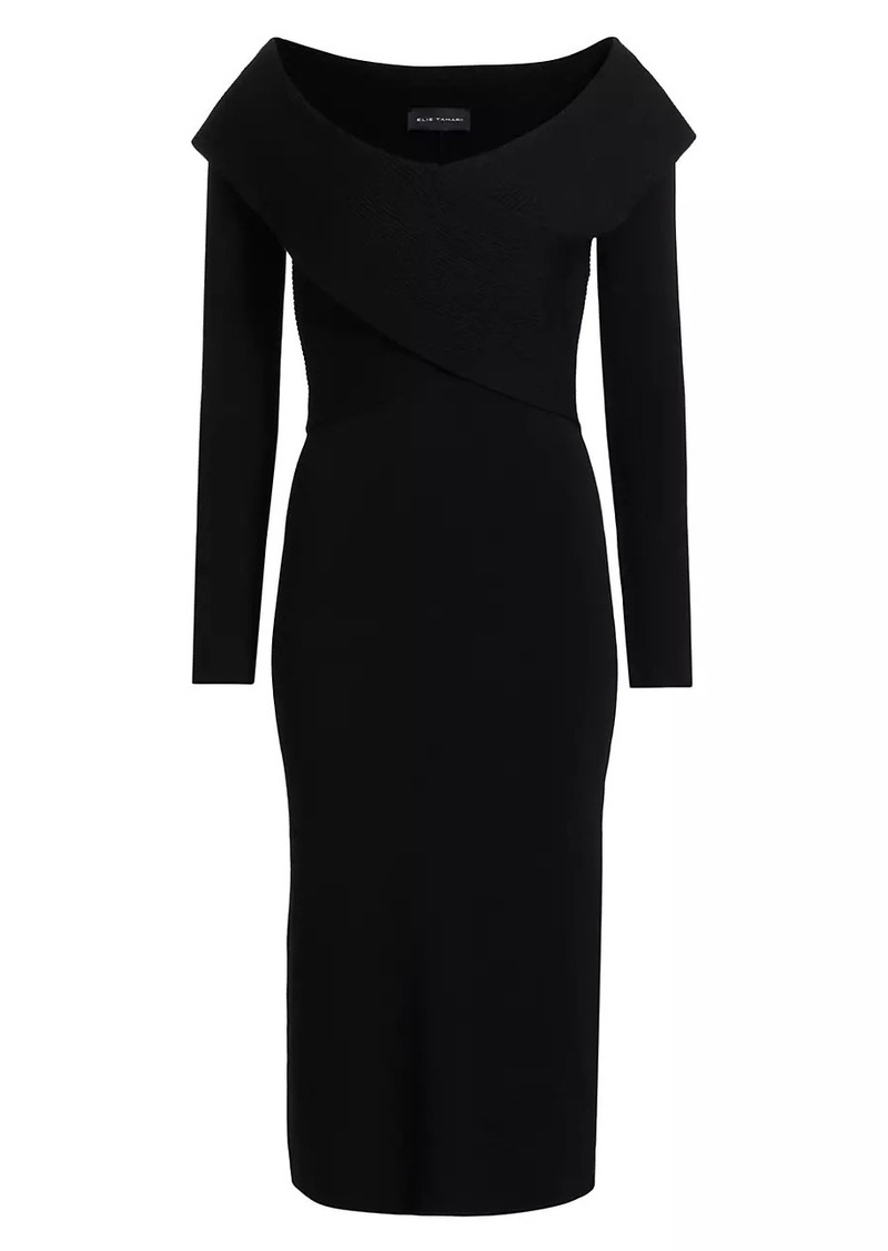 Elie Tahari Rowan Wool Off-The-Shoulder Sweaterdress