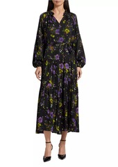 Elie Tahari Sienna Floral Tiered Maxi Peasant Dress