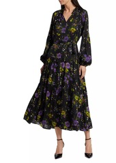 Elie Tahari Sienna Floral Tiered Maxi Peasant Dress