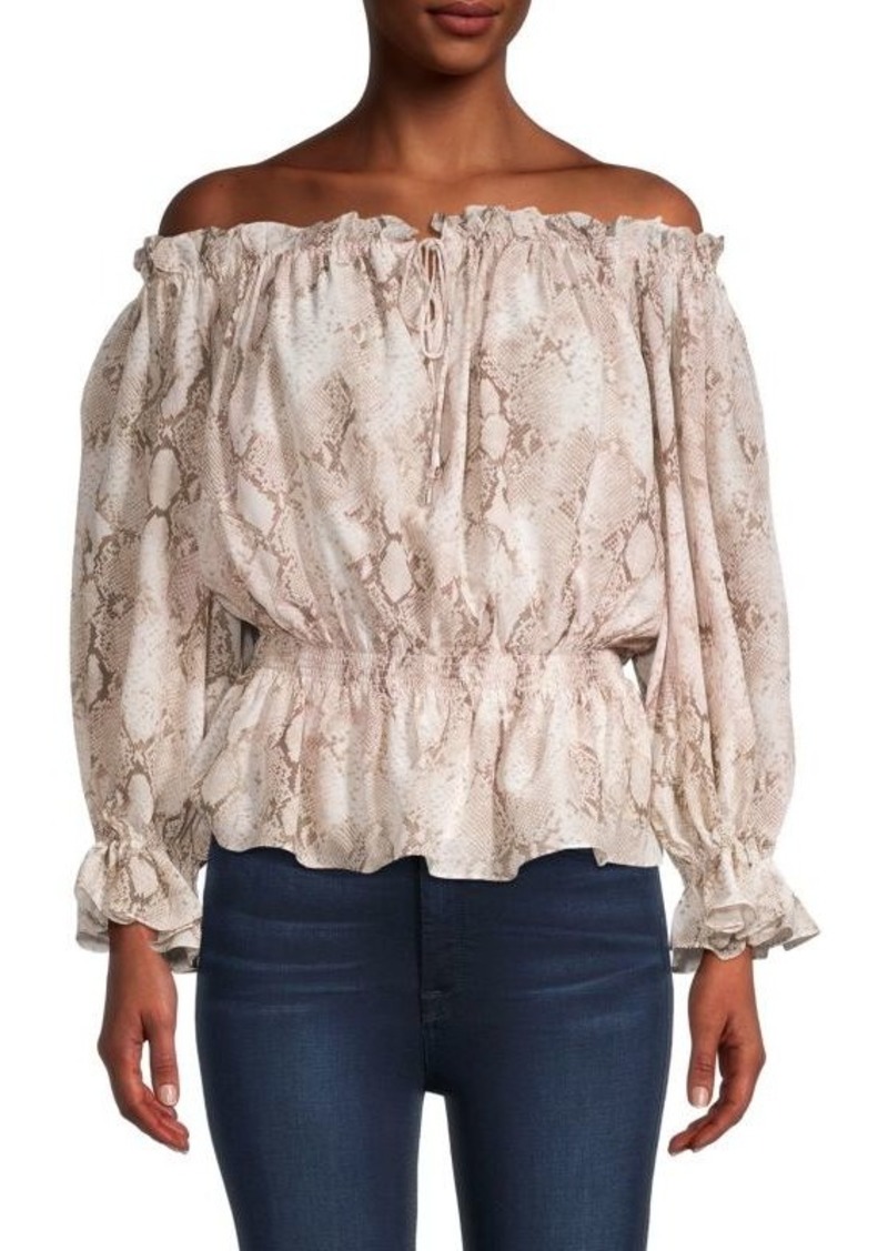 Elie Tahari ​Snakeskin Off-The-Shoulder Top