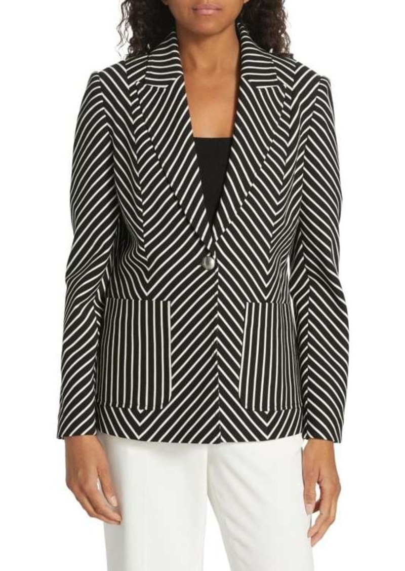 Elie Tahari Striped Single Breasted Blazer