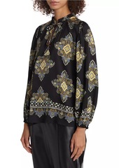 Elie Tahari Tani Printed Silk-Blend Long-Sleeve Blouse