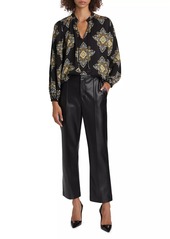 Elie Tahari Tani Printed Silk-Blend Long-Sleeve Blouse