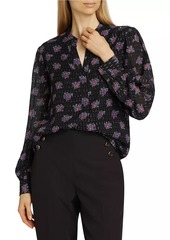 Elie Tahari The Akari Floral Metallic Blouse