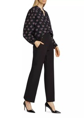 Elie Tahari The Akari Floral Metallic Blouse