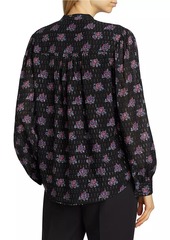 Elie Tahari The Akari Floral Metallic Blouse