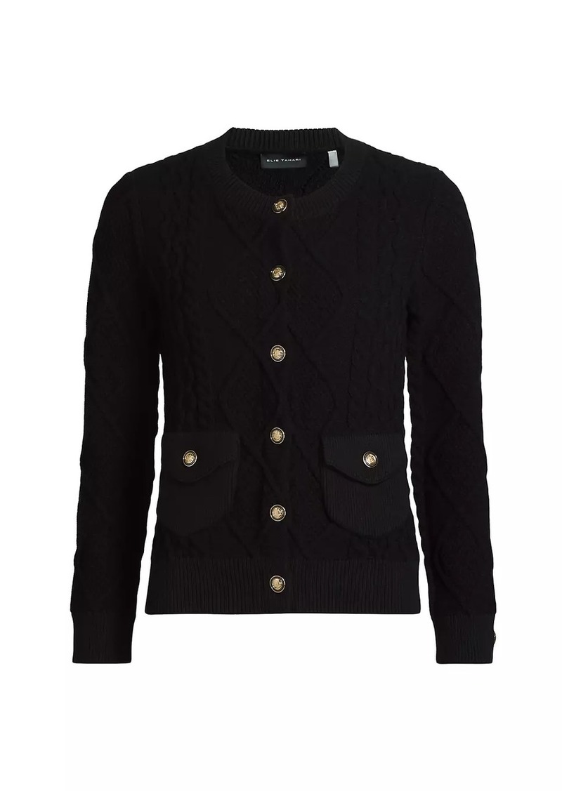 Elie Tahari The Amira Cable-Knit Cardigan