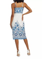 Elie Tahari The Annalise Casacade Garden Linen Dress
