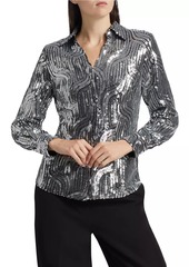 Elie Tahari The Bella Sequined Button-Front Blouse