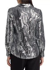 Elie Tahari The Bella Sequined Button-Front Blouse