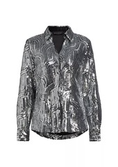 Elie Tahari The Bella Sequined Button-Front Blouse