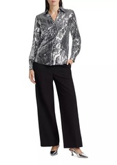 Elie Tahari The Bella Sequined Button-Front Blouse