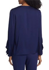 Elie Tahari The Chase Silk-Blend Ruffle-Trimmed Blouse