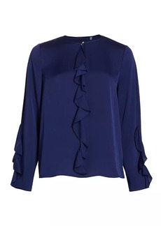 Elie Tahari The Chase Silk-Blend Ruffle-Trimmed Blouse