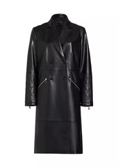 Elie Tahari The Dina Vegan Leather Trench Coat