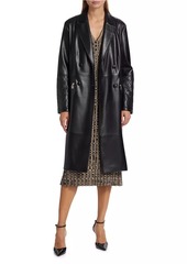 Elie Tahari The Dina Vegan Leather Trench Coat