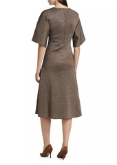 Elie Tahari The Everly Metallic Knit Wrap Midi-Dress