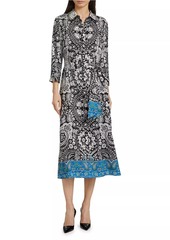 Elie Tahari The Kataleya Abstract Silk-Blend Midi-Dress