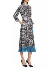 Elie Tahari The Kataleya Abstract Silk-Blend Midi-Dress