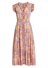 Elie Tahari The Mae Printed Silk-Blend Midi-Dress