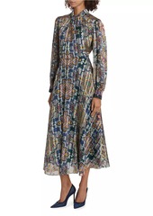 Elie Tahari The Raquel Printed Pleated Maxi Dress