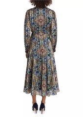 Elie Tahari The Raquel Printed Pleated Maxi Dress