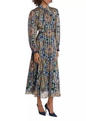 Elie Tahari The Raquel Printed Pleated Maxi Dress