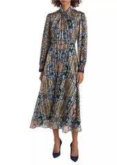 Elie Tahari The Raquel Printed Pleated Maxi Dress