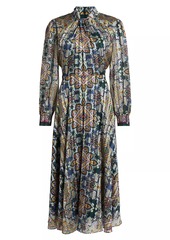 Elie Tahari The Raquel Printed Pleated Maxi Dress