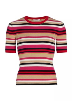 Elie Tahari The Rida Striped Short-Sleeve Sweater