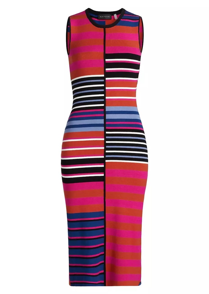 Elie Tahari The Selina Striped Knit Midi-Dress