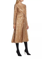 Elie Tahari The Selma Sequined Midi-Dress