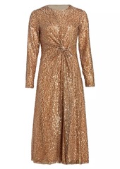 Elie Tahari The Selma Sequined Midi-Dress