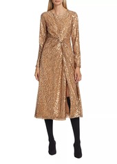 Elie Tahari The Selma Sequined Midi-Dress