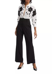 Elie Tahari The Shae Embroidered Lace Silk Shirt