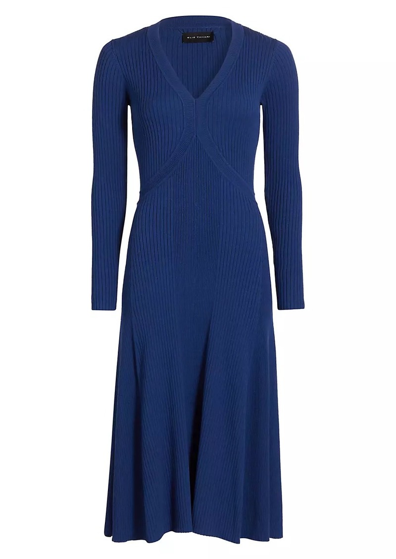 Elie Tahari The Vanessa Rib-Knit Midi-Dress