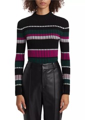 Elie Tahari The Vienna Striped Rib-Knit Sweater