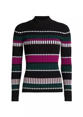 Elie Tahari The Vienna Striped Rib-Knit Sweater