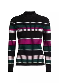 Elie Tahari The Vienna Striped Rib-Knit Sweater