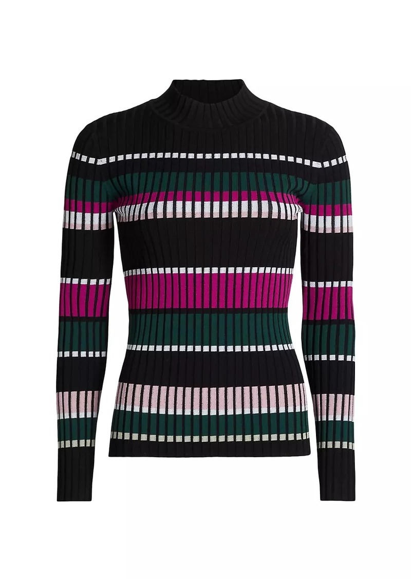 Elie Tahari The Vienna Striped Rib-Knit Sweater